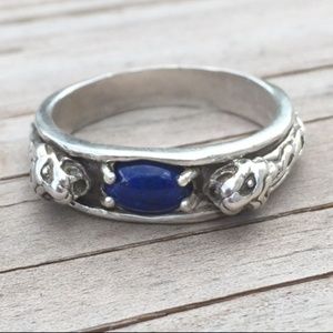 Celtic Lion Ring .925 Sterling Silver w/ genuine Lapis Lazuli made in USA